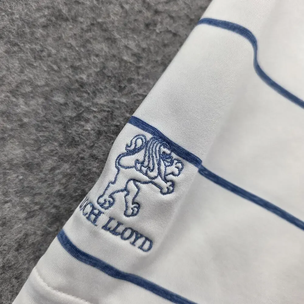 RLX Ralph Lauren Shirt Mens XL White Blue Stripe Loch Lloyd Golf Polo